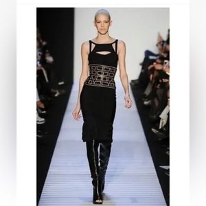 Herve Leger Thigh High Platform Heel Siren Boots Women’s 10 Black Leather New